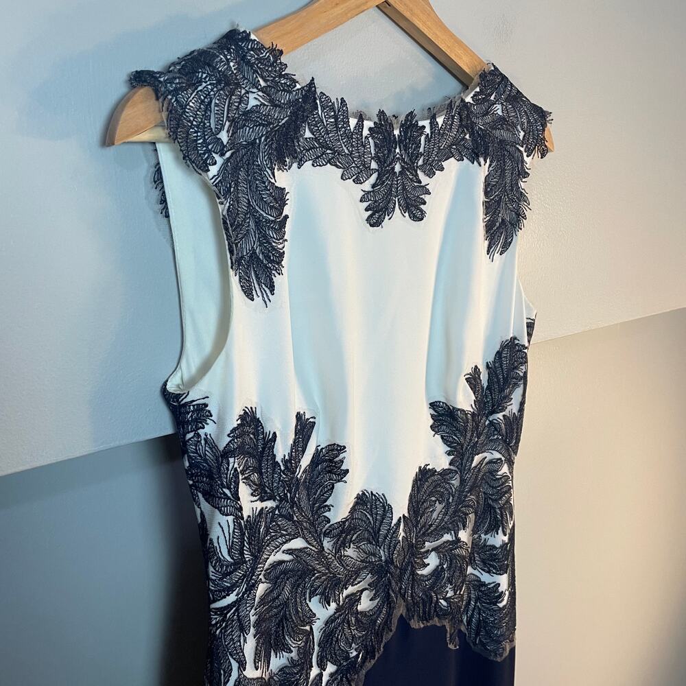 Tadashi Shoji Falcon Gown SZ 2 Long Formal Navy Dress Lace Accents MSRP $518 - Picture 13 of 15